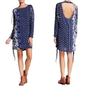 Sea Gypsies Fringe Mini Roxanna Tunic Dress Floral Peacock Boho Coastal cowgirl